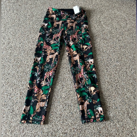 Lilly Pulitzer Pants - Lilly Pulitzer Black Leggings with Green and Tan Jungle Animal Print